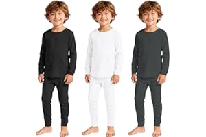 American Trends 3 Set Thermal Underwear for Unisex Kids - Toddler Base Layer Winter Long Johns for Boys Girls