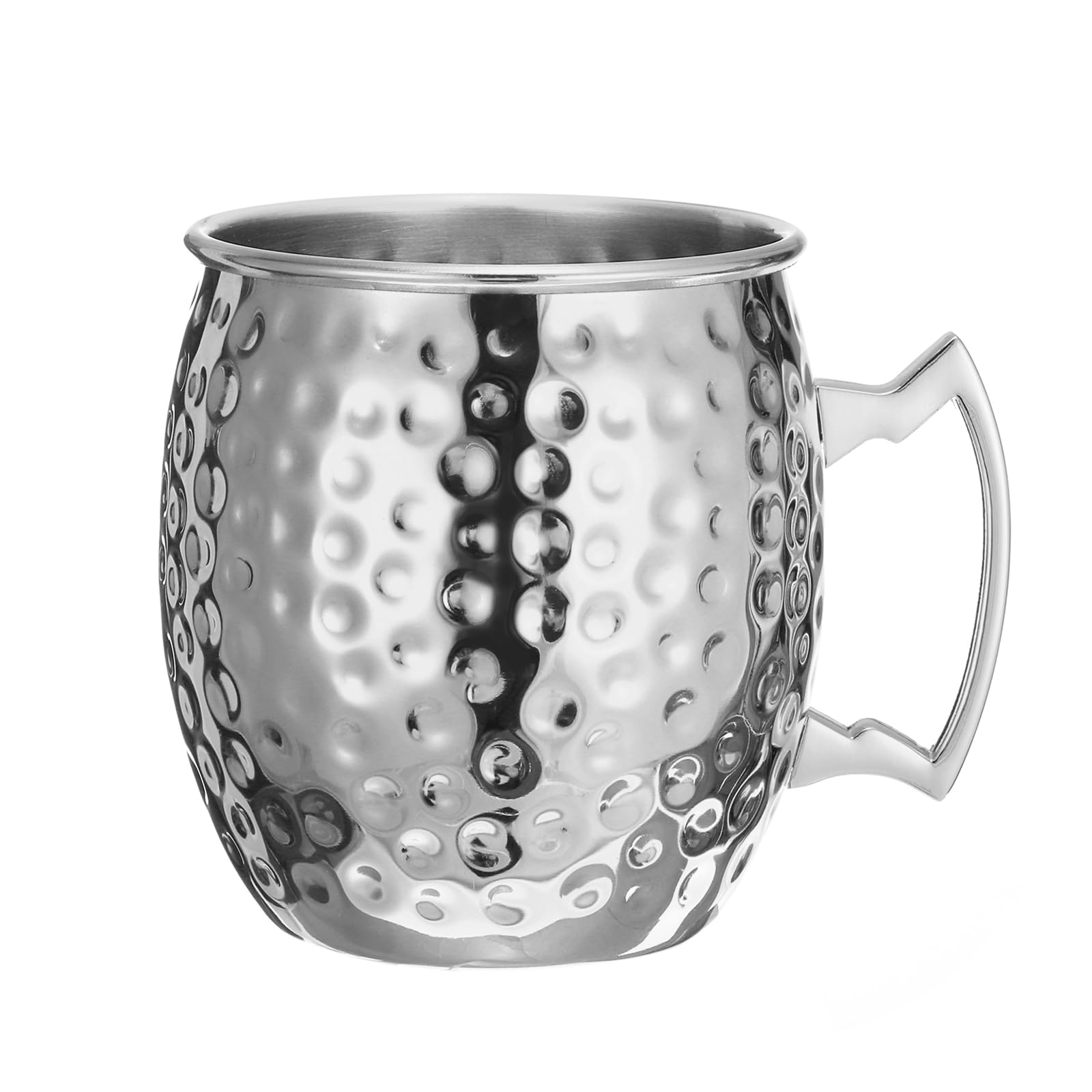 Uxcell Copper Mugs 530ml/19 OZ Hammered Cocktail Mugs, 1Pcs Pure Copper Plated Stainless Steel Shot Glass, Cocktail Drinking Mugs for Party Drinking and Gift, Silver
