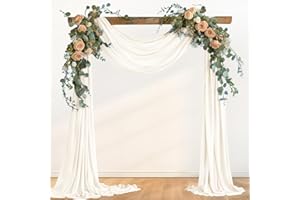 Loopiske Ivory Wedding Arch Draping Fabric 1 Panel 29" x 6.5 Yards Sheer Backdrop Curtains Chiffon Drapery for Wedding Ceremony Birthday Party Ceiling Outdoor Decor