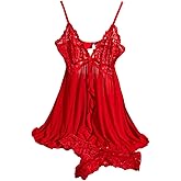 SHENHE Women's Sexy Lace Lingerie Set Spaghetti Strap Sheer Mesh V Neck Babydoll Nightwear