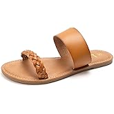 LM Women's Braided Slide Sandals Open Toe Two Band Slip On Flat Sandals Casual Summer Sandals
