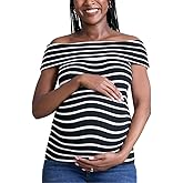 Motherhood Maternity Women’s Off-The-Shoulder Rib Knit Pregnancy Top