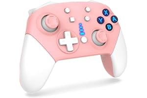 Cykeod Switch Controllers, 1200mAh Battery Wireless Switch Pro Controller for Switch/Lite/OLED, Bluetooth Switch Remote Gamepad with Joystick with Turbo Wake Up Vibration Motion Control (Pink)
