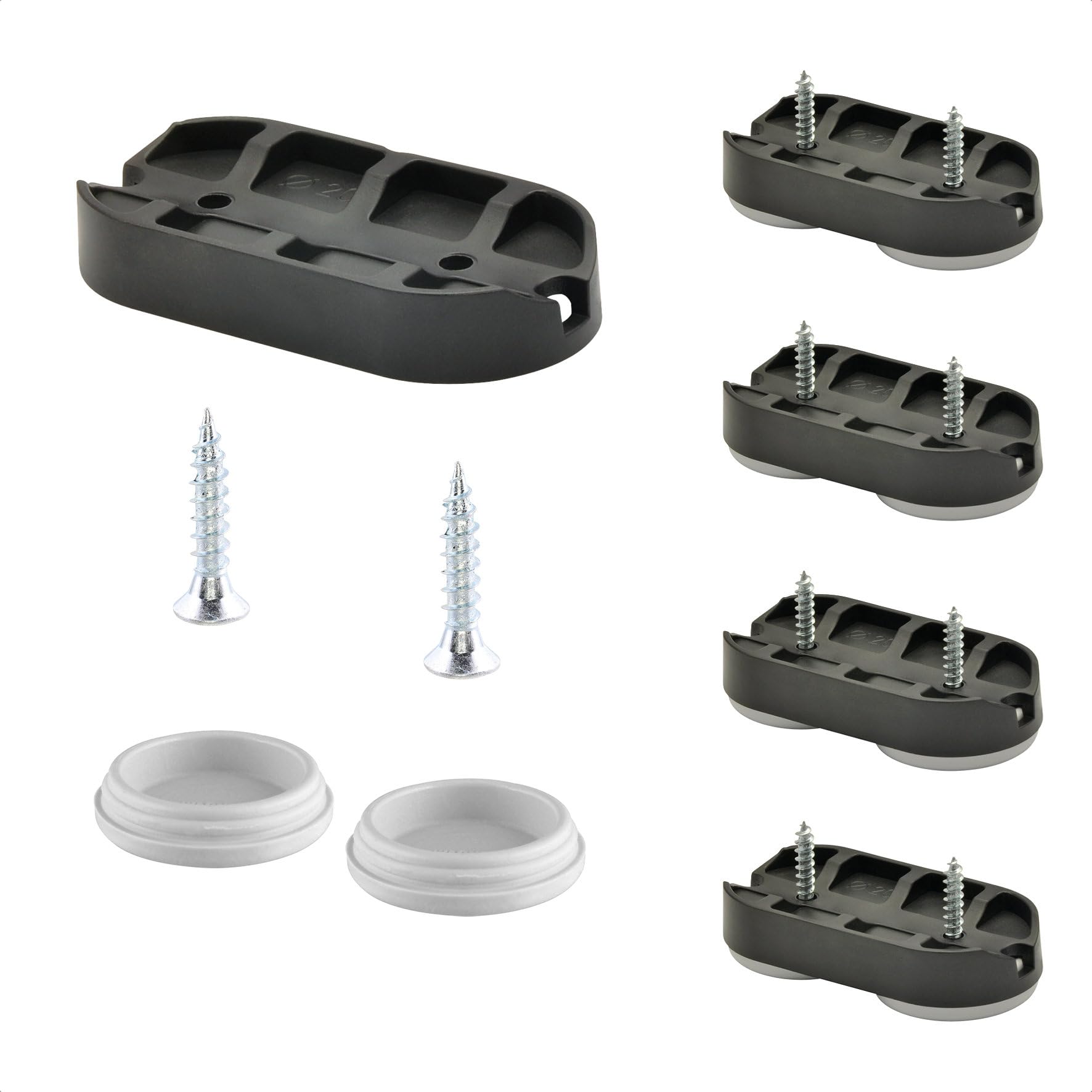 WAGNER QuickClick® Chair glides I 4pcs. set to screw on, for cantilever chairs with round tube I 4x base+8x screw+interchangeable glide insert - HYPER plastic - 52 x 25 mm - Made in Germany- 15831700 — image 1