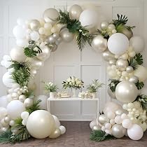 Amazon.com: White Ivory Balloon Arch Kit - Double Stuffed Pearl ...