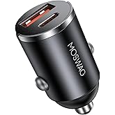 MOSWAG Car Charger, Invisible Cigarette Lighter USB Adapter [All Metal & Mini], 2 Port Car Adapter, QC3.0 Dual Port Cigarette