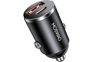 MOSWAG Car Charger, Invisible Cigarette Lighter USB Adapter [All Metal & Mini], 18W&15.5W 2 Port Car Adapter, QC3.0 Dual Port Cigarette Lighter for iPhone 16 15 Samsung S25 Ultra Piexl 7 and More