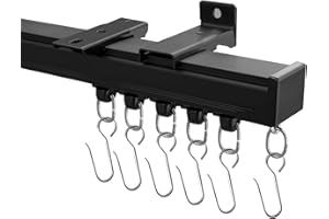 Hoeflife Ceiling Curtain Track, Curtain Track Ceiling Mount, Room Divider Curtain Rod or Wall with Rolling Hooks, Ceiling Shower Curtain Tracks Perfect for Privacy in Open Rooms,3-9ft Black.