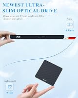 ORIGBELIE External CD/DVD Drive USB 3.0 Type-C Ultra Slim 13mm Black view 2