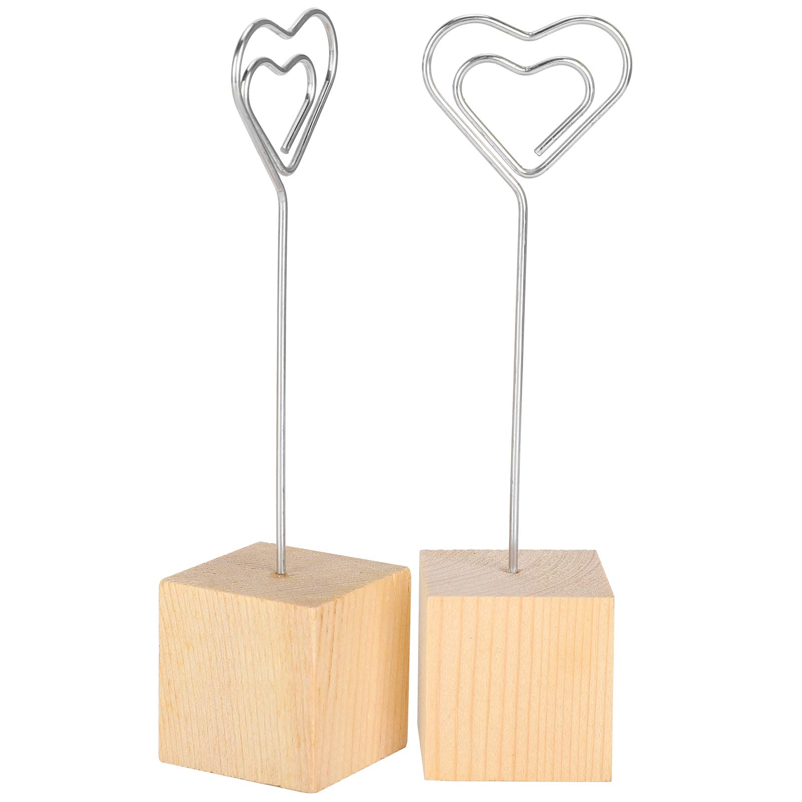 10Pcs Table Number Holders Stands, Heart Place Card Holder Table Photo Picture Holders Card Paper Note Clip Holder with Wood Base for Party, Weddings, Resturants & Cafes