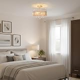 ANWIO Gold Lampshade Light Shade E27 Crystal Ceiling Chandelier 36.5CM view 6