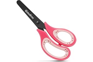 Asdirne Kids Scissors - Safety Children Scissors with Blunt Tip Stainless Steel Blades and Soft Grip, Great for Home and School, Pink, 13.5cm