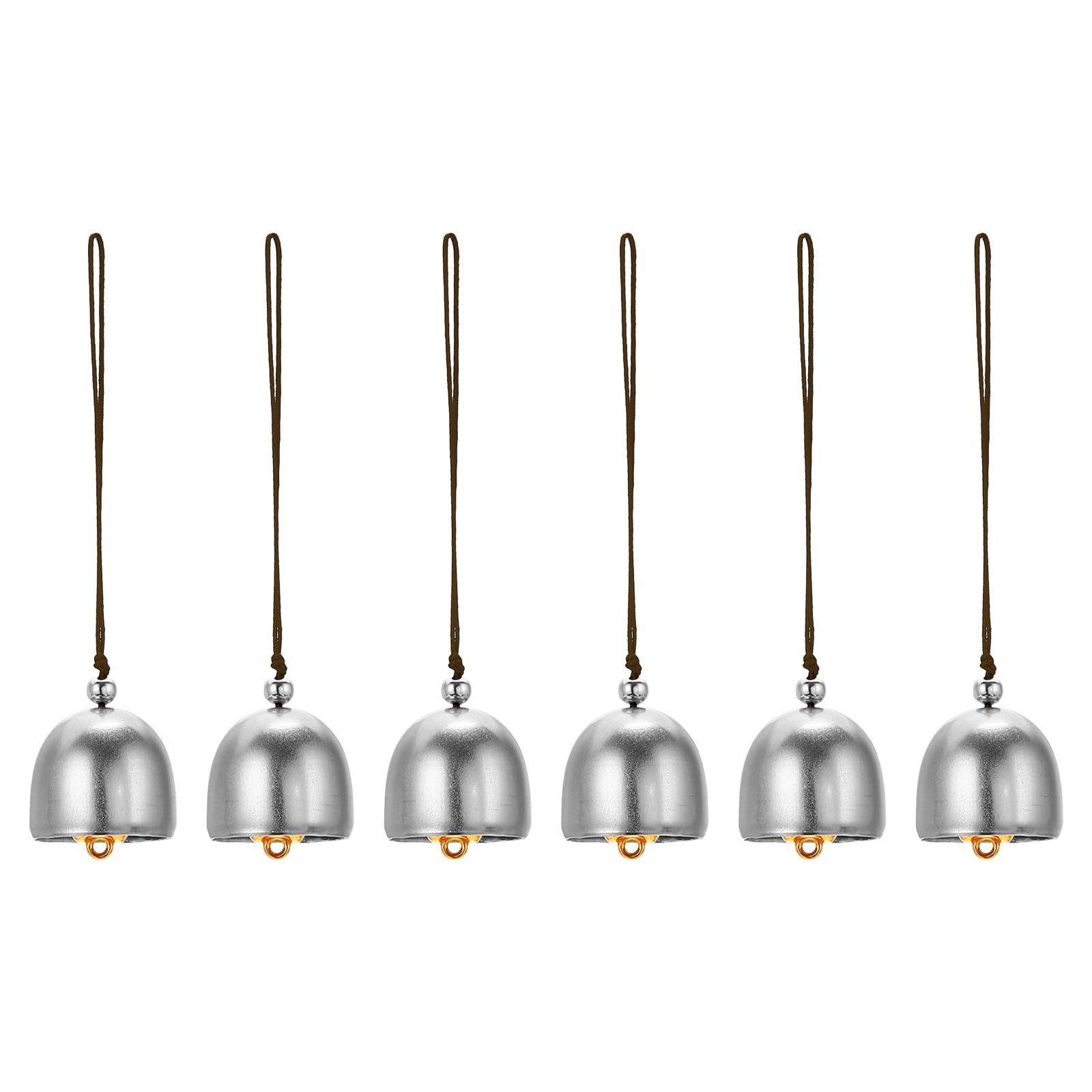 PATIKIL 6 Pcs Wind Chime, Hanging Bells Temple Bells Retro Outdoor Hanging Metal Chinese Wind Chime Round for Outside Garden Camping, Silver Brown