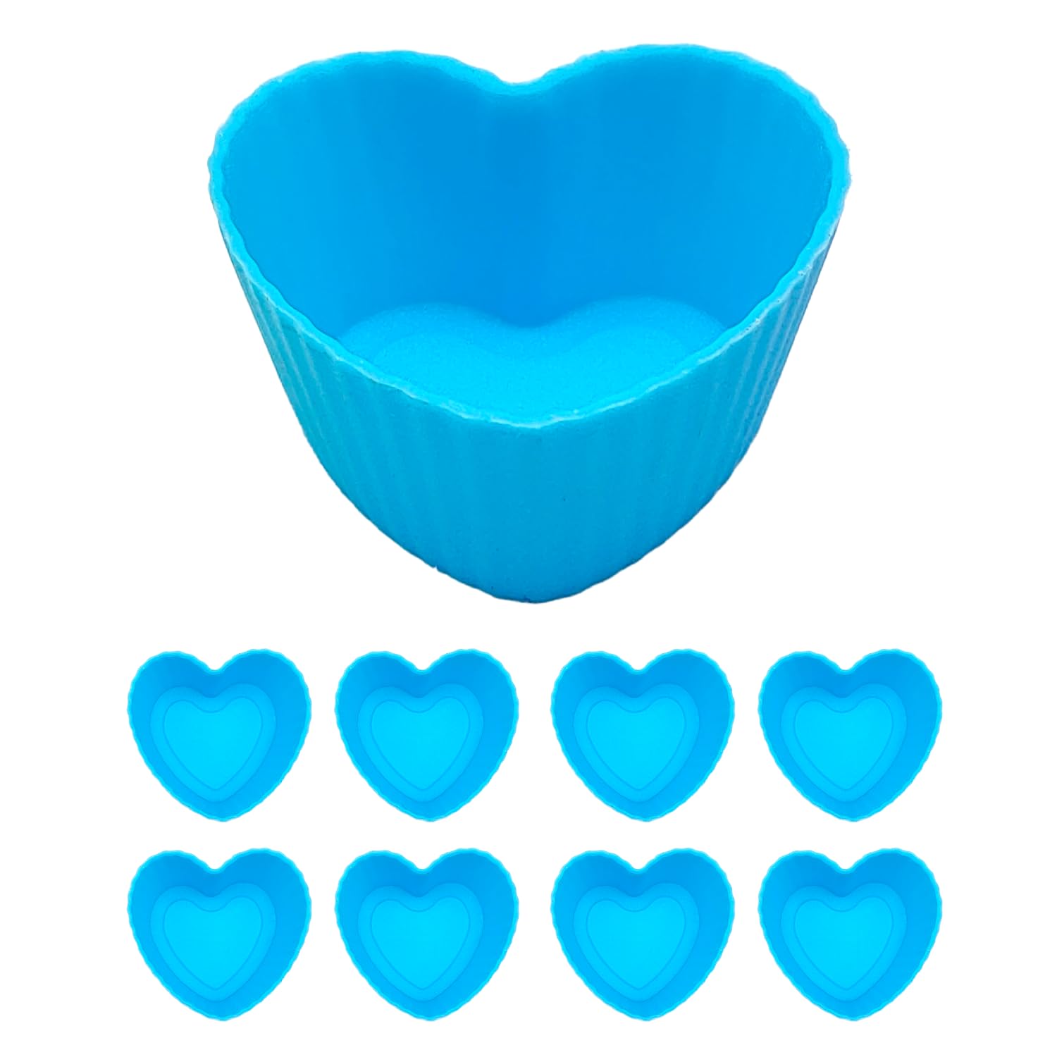Leddy Living 8PCS Mini Silicone Muffin Chocolate Muffin Cases Reusable 35MM - Moulds for Air Fryer, Microwave, Freezer, Baking, Storing, Freezing (Heart)