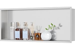 Neodrain 30X12Inch Recessed Brushed Shower Niche, Stainless Steel Bathroom Wall Niche NO Tile Needed Shower Cabinet Cubby for