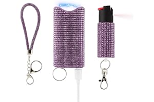Bling MagiUSA Pepper Spray for Women & Stun Gun & Bracelet Self Defense Kit- 3in1 Keychain Tazer Painful 1.80 µC Charge, LED Flashlight 150 Lumen,0.58oz OC pepperspray Portable Compact Crystal Tazr