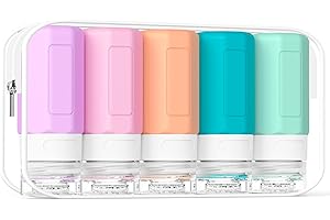 Ruinovate 2 oz Travel Bottles, Small Size Containers, TSA Approved Silicone Travel Toiletries Bottles, Shampoo and Conditioner Kit for Women (Cream)