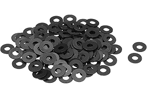 uxcell 120Pcs M5 Nylon Flat Washers 5mm ID 12mm OD 1mm Thick Plain Washer Grommets Plastic Sheet Gasket Fastener Sealing Spacer Gasket Ring, Black