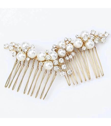 Bling long large wedding pearl hair comb crystal Winter Pearl & Crystal Bridal Hair Comb – Winter Wedding  main image 2