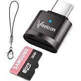 Type C Micro SD/TF Card Reader，Portable OTG USB C TF/Micro SD/Micro SDHC/SDXC Card Viewer with Anti-Loss Lanyard, Compatible with iPhone 16,iPhone 15 pro max,Laptops, MacBook,Camera