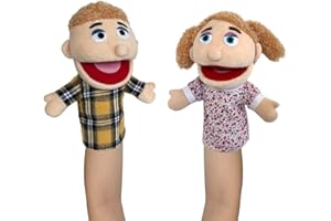 JUSTQUNSEEN Family Hand Puppet Stuffed Toys,2pack Hand Puppet Boy and Girl Family Members Role Playing,Stuffed Puppet for Kids Gift Birthday Party(2pcs-White)