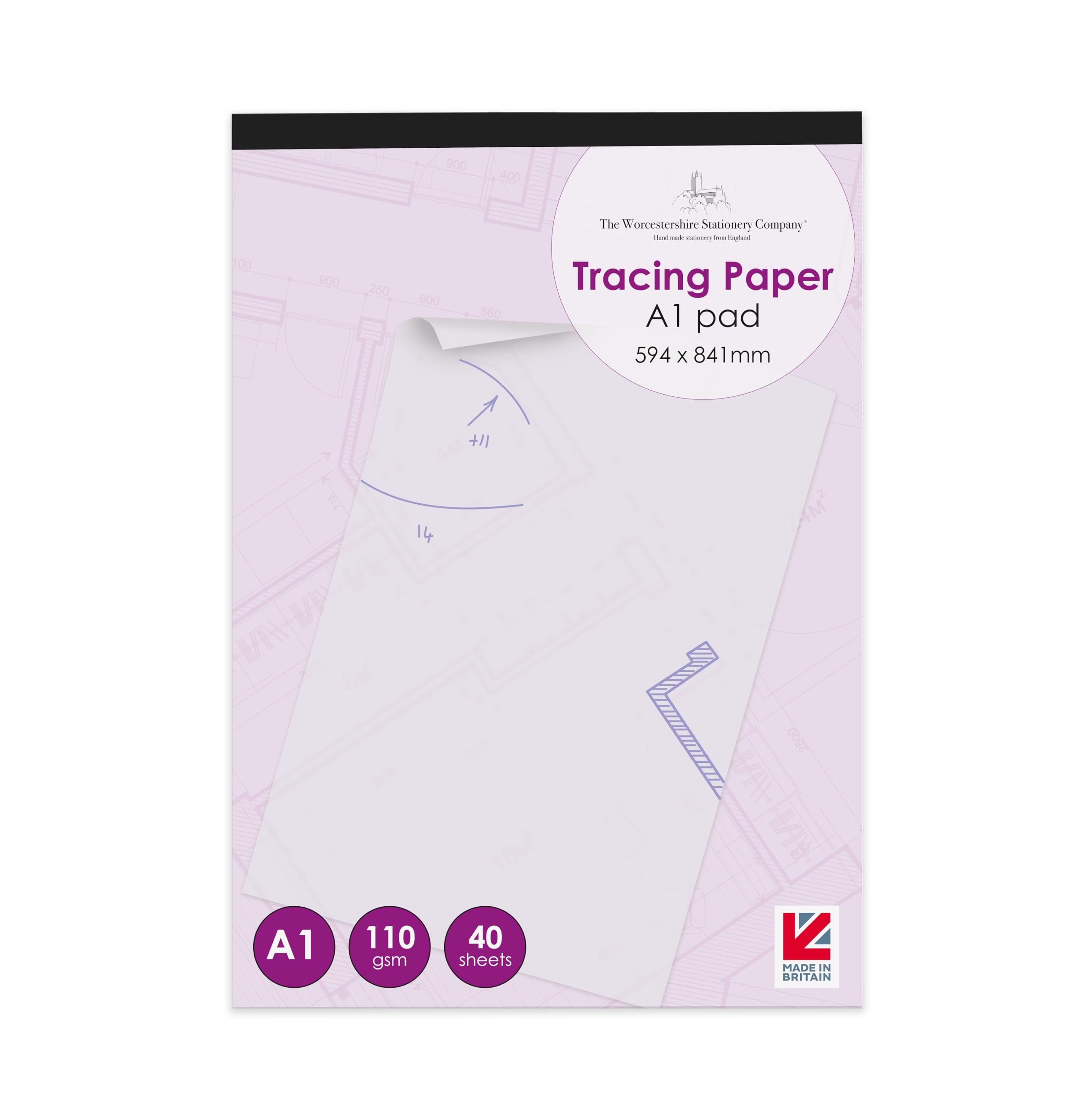 A1 Tracing Paper pad, Professional Range, 40 Sheets, 110gsm Paper
