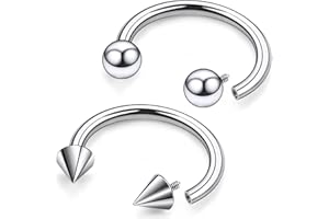 Tvalccoy F136 Titanium 20/18/16/14/12/8/4/2g Septum Nose Rings Gauge Earrings Lip Rings Prince Albert Jewelry Internally Threaded Horseshoe Hoop Piercings