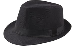WBANGIAO Short Brim Fedora Hats Mens 1920 Gangster Vintage Style Hat with Black Bands 8 Solid Color One Size Fit Most