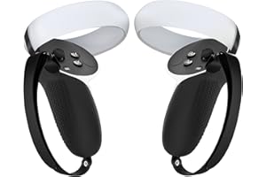 YRXVW Controller Grips Cover for Oculus Quest 2, Silicone Hand Grips Unibody Design with Adjustable Knuckle Strap Accessories Compatible with Quest 2 (Black)
