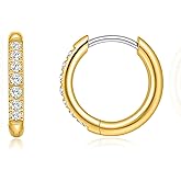 Limerencia F136 Titanium Earring Hoops Small Cubic Zirconia Huggie Hoops Gold Silver Tone Cuff Earrings Cartilage Piercing Jewelry for Women Sensitive Ears(6-12 mm)