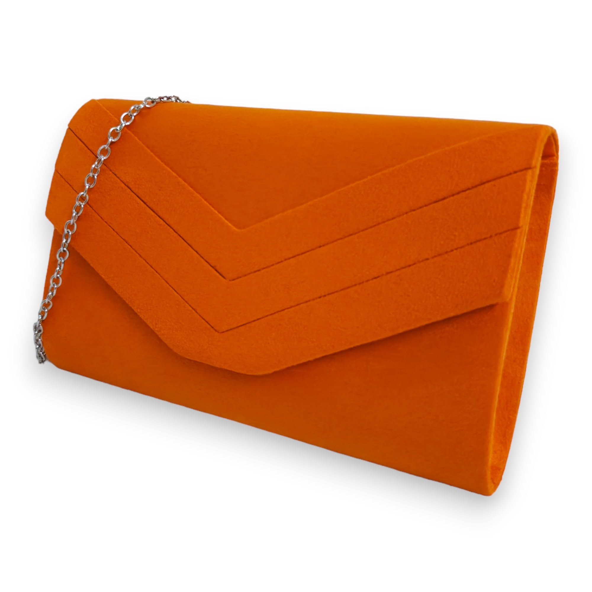 fi9 Women's Stylish Suede Envelop Style Bridal Wedding Evening Clutch Party Purse Hand Bag (Orange)