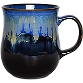 Bosmarlin Large Ceramic Coffee Mug, Blue Big Tea Cup for Office and Home, 21 Oz, Dishwasher and Microwave Safe, 1 PCS