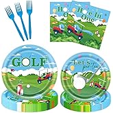 RUIXTZHONG Golf Party Decorations, Golf Birthday Party Decorations with Golf Plates, 96Pcs Hole in One Birthday Decorations with Golf Party Plates and Napkins, Serves 24