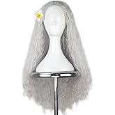 Yan Dream Long Silvery Old Lady Wig Granny Witch Wigs for Women Adult Cosplay Costume Halloween