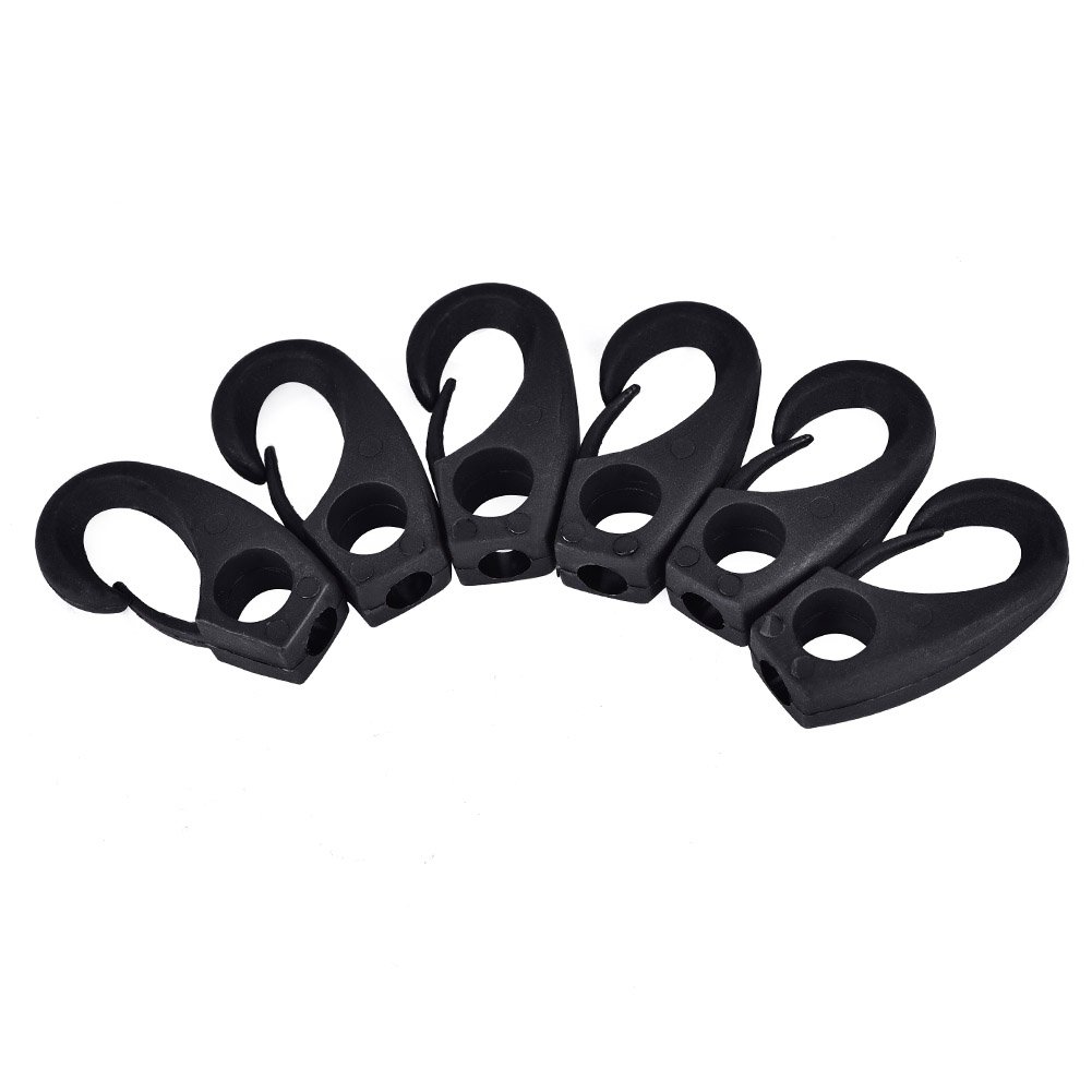 Dilwe Bungee Cord Hooks, 6 Pcs Kayak Lashing Hooks for Canoe Kayak Boat with Black Nylon Multi Purpose Rope Clips