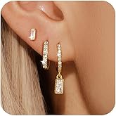 Angelady 14K Gold Huggie Hoop Earrings Set for Women, 3 Pairs Small Hoop Earring Stacks Hypoallergenic, Trendy Ear Cuff Hoops Cartilage Earrings for Women