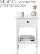 CHRISTOW White Bedside Table with Shelf and Drawer 60x40x30cm view 7