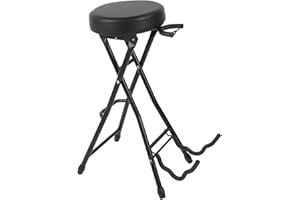 Guitar Stool, Folding Comfortable Seat, Guitar Chair, 29.1in Height Padded Cushion Built-in Stand, for Home Studio Stage Trav