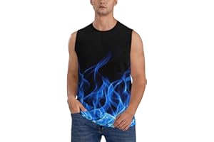 Blue Flame Men's Sleeveless Top Shirt, Muscle Tee Style, Athletic Sportswear Top for Summer Wear