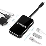 USB C Hub, USB C Multiport Adapter, 6 in 1 Tempered Glass USB C to HDMI, VGA, 2 USB 3.0 Ports, RJ45 Gigabit Ethernet, USB C C