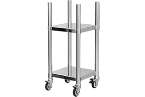 PANTIN® 14” x 14” Stainless Steel Rice Warmer Stand and Cart with Wheels & Brakes – Adjustable Height Stand for Commercial Food Warmers, Large Rice Cookers, and Commercial Cooking Equipment Stand