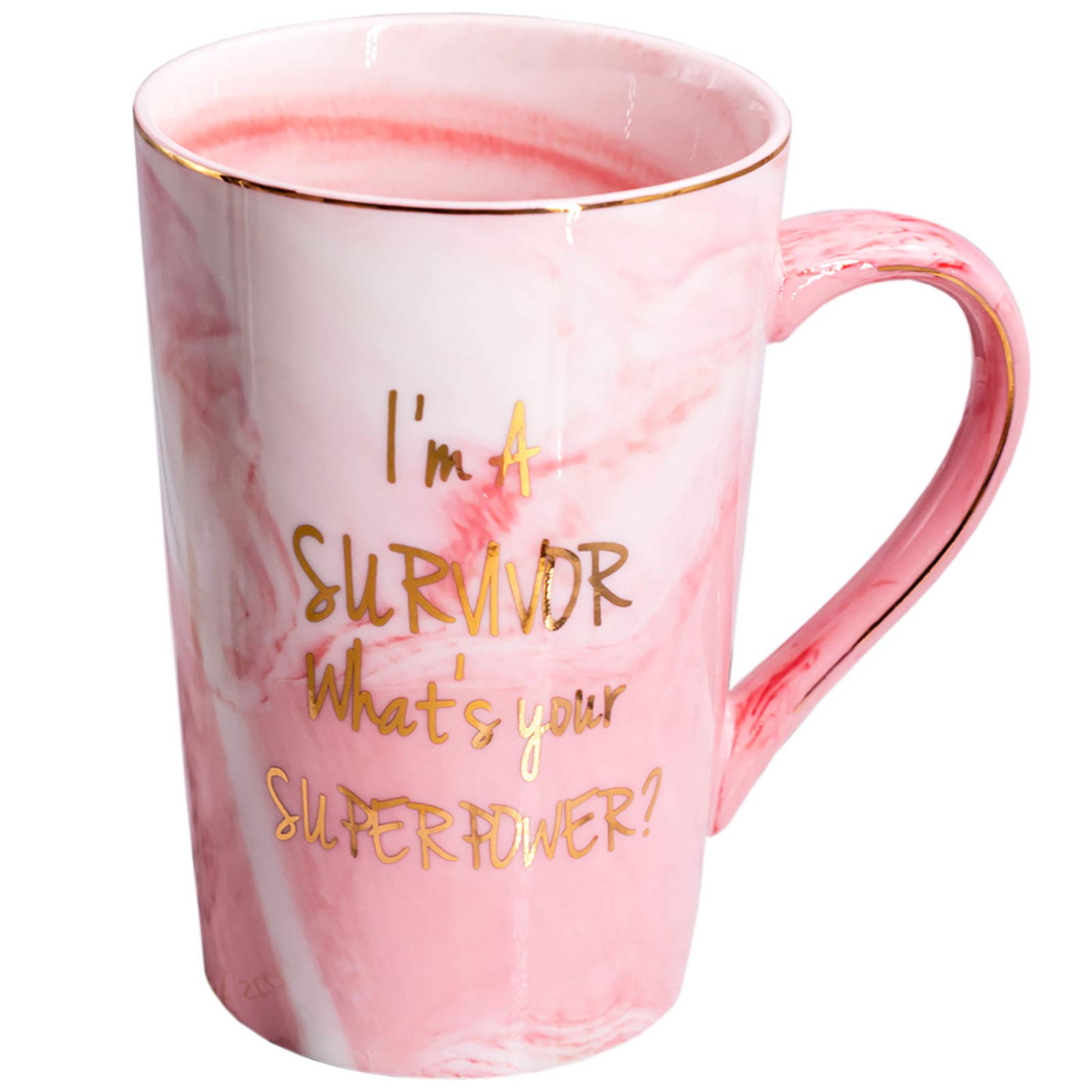 Mugpie Cancer Survivor Gifts for Women - I'm A Survivor, What's Your Superpower Coffee Mug - Survivor Gift for Breast Cancer Awareness Chemo Patient Friends - Cute Christmas Gifts Pink Coffee Cup