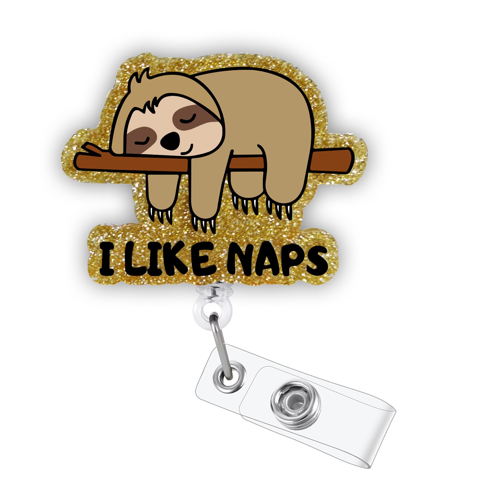 Photo 1 of I Like Naps Funny Sloth Badge Reel, Cute Healthcare Retractable ID Card Badge Holder, Name Tag Work Badge Clip for Sleep Center RN LPN CNA MA Night Shift Nurse Pacu Psychiatry Doctor, Nurse Gifts