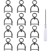 12Pcs Swivel Horseshoe D-Rings U Shape O Ring Screw in Shackle Semicircle with Screwdriver DIY Leather Strap Craft Purse Replacement (Black)