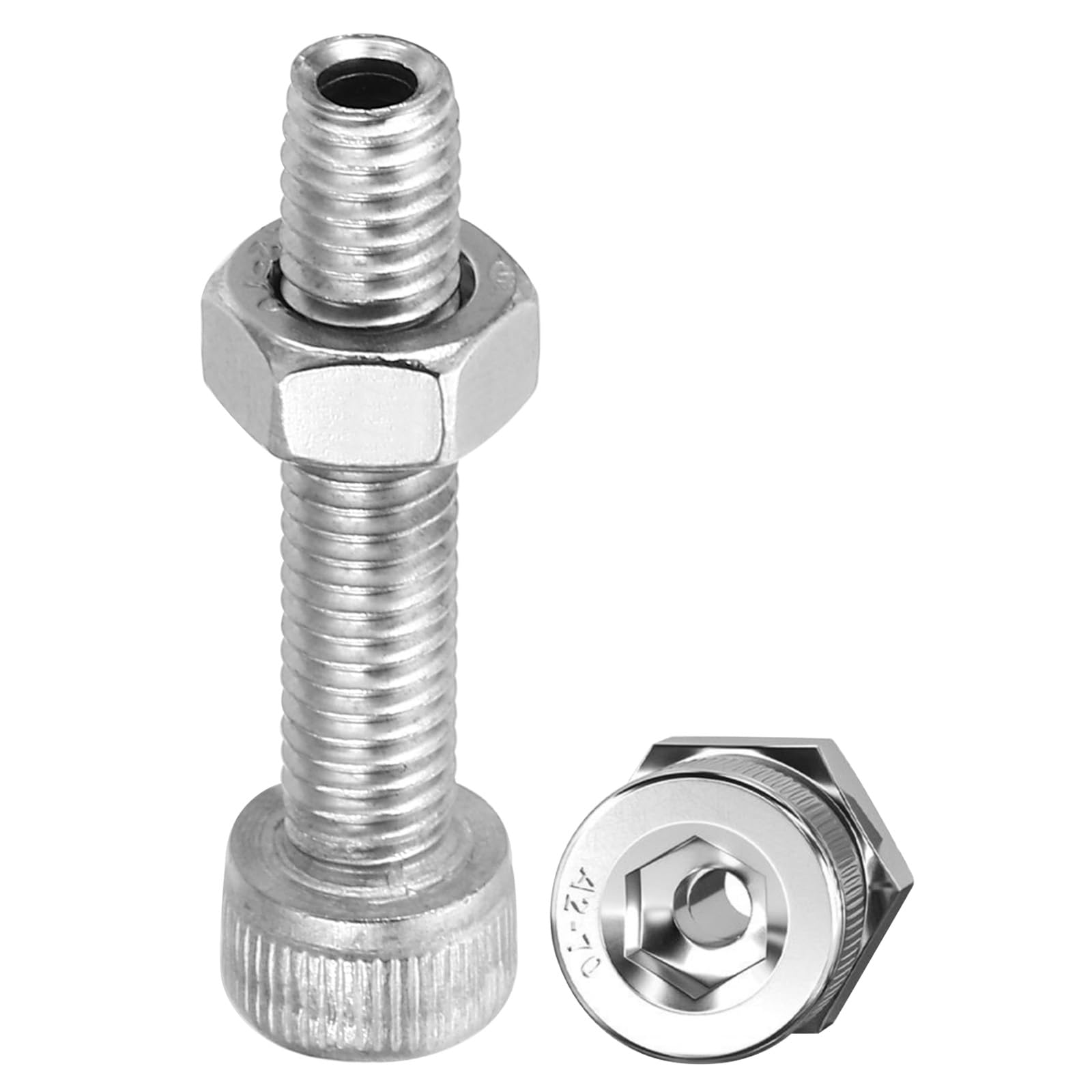 PATIKIL M6x30mm 304 Stainless Steel Hollow Bolt, 2 Set Cylindrical Hexagon Socket Screw Nut Kit Lamp Threading Screws Through Hole Fasteners