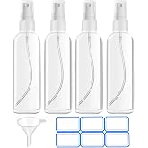 DTDNZKN 4 Pack 3.4 Oz (100ml) TSA Approved Travel Bottles | Travel Size Containers Plastic Spray Bottles withFunnels and Labels - Fine Mist, Refillable, Leak Proof