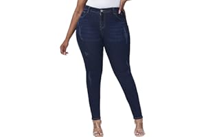Gboomo Womens Plus Size Skinny Jeans Stretchy High Waisted Ankle Jean