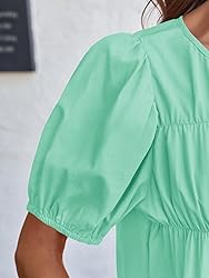 Tankaneo Womens Puff Sleeve Peplum Babydoll Tops