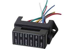 Vasiumic 6-Way ATC/ATO Blade Fuse Box Block Holder 12V/24V Automotive Applications – 32V Max, 2-Input/6-Output Wiring, Housin