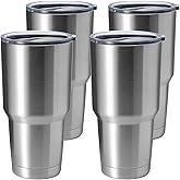 HASLE OUTFITTERS 30oz Stainless Steel Tumbler, Double Wall Vacuum Insulated Travel Mug Tumbler, Durable Insulated Coffee Mug, Gift Box Set (Silver, 4)